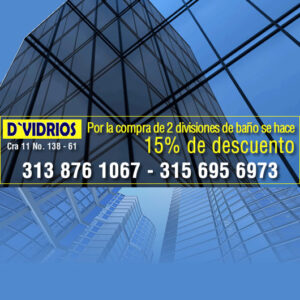 Promoción 15% descuento - Vidrios vidriería Cedritos norte de Bogotá promociones